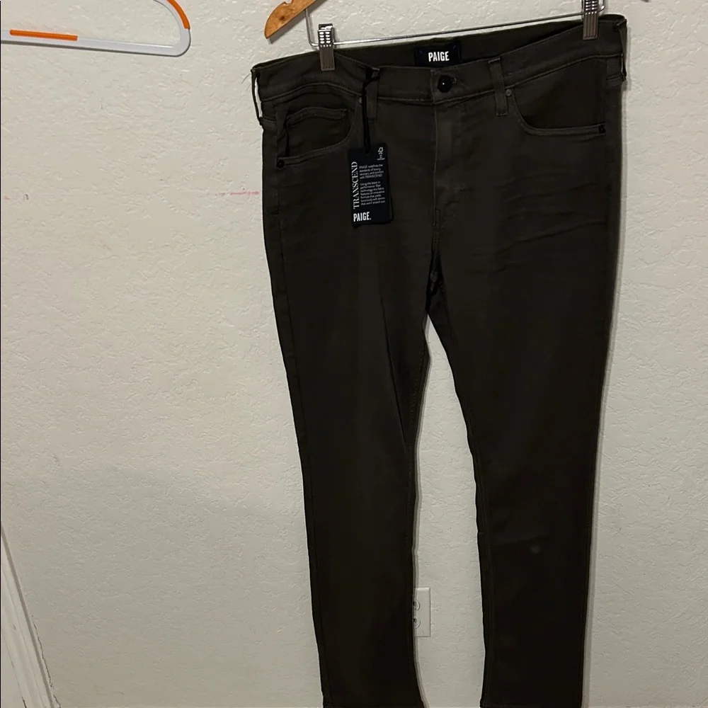 🐣PAIGE Federal transcend slim straight jean river moss NWT size 33
